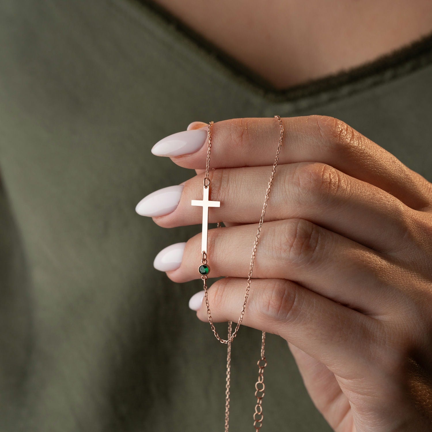 'Faith & Family' Personalised Cross and Birthstone Necklace