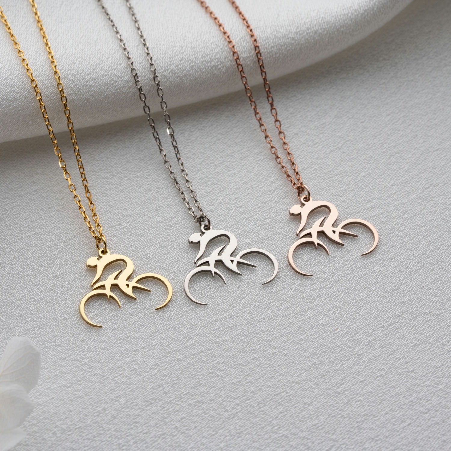 Cyclist & Bike Necklace