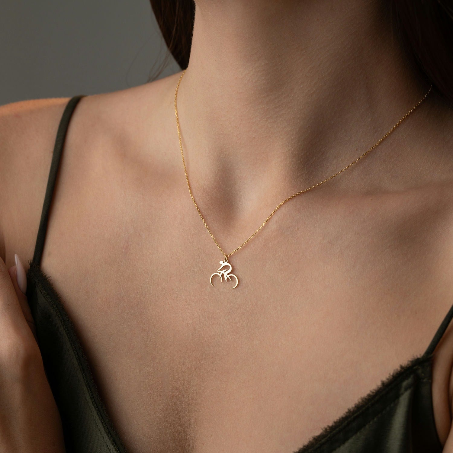 Cyclist & Bike Necklace
