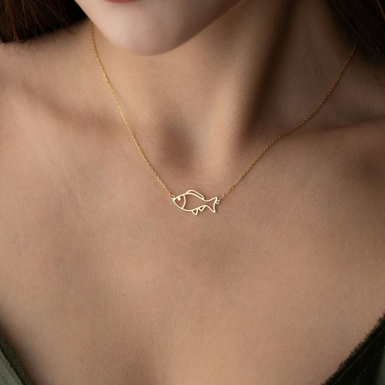 Minimalist Fish Necklace | Pisces & Ocean Charm