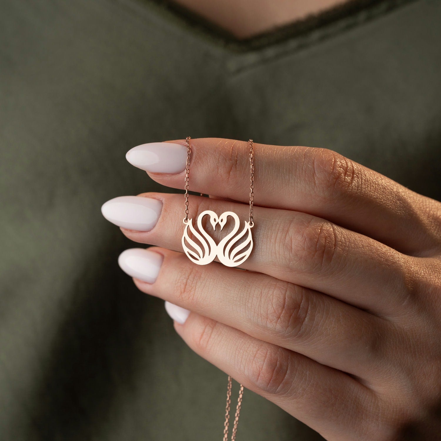 Soulmate Swans Heart Necklace