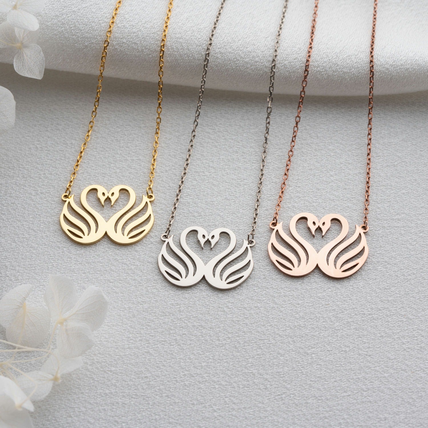 Soulmate Swans Heart Necklace