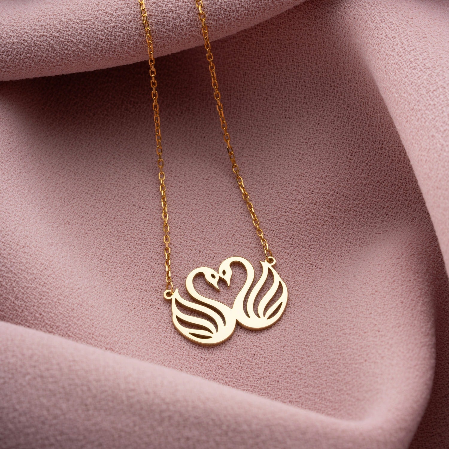 Soulmate Swans Heart Necklace