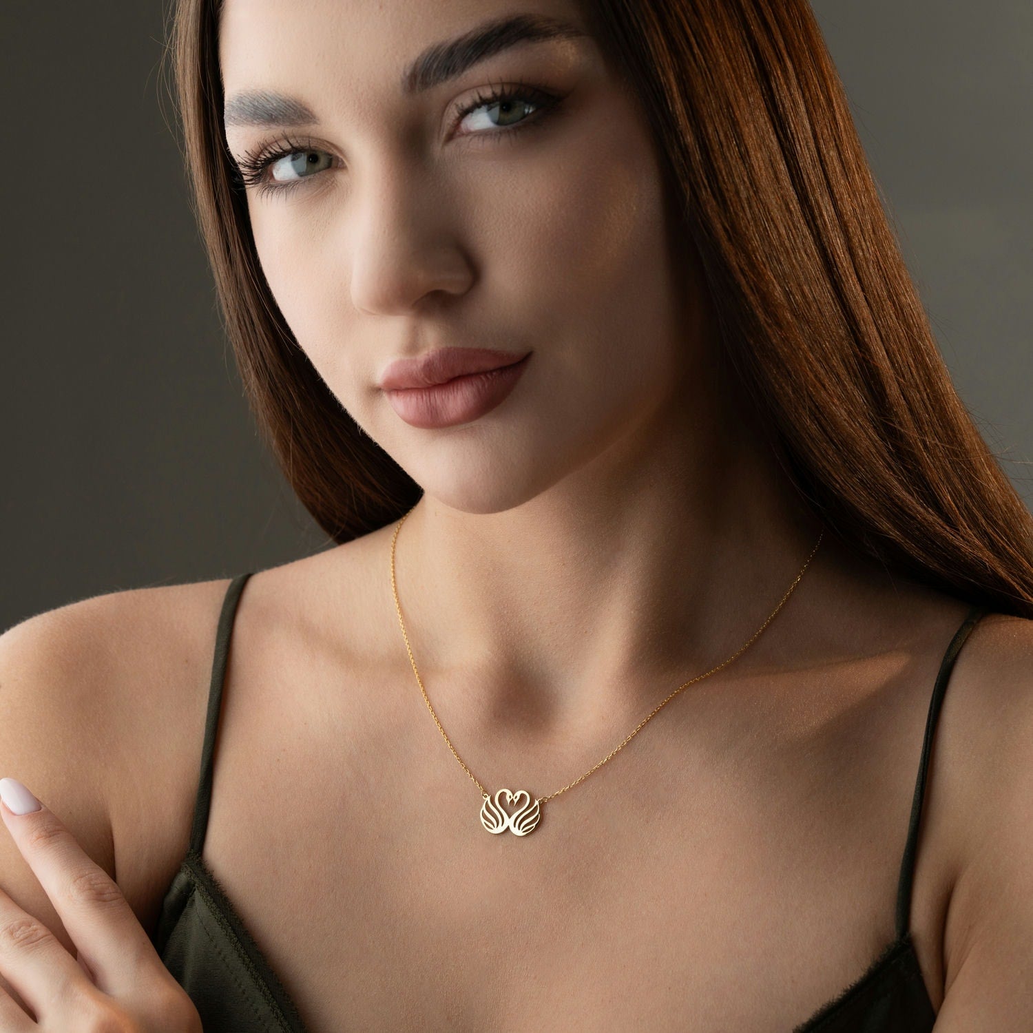 Soulmate Swans Heart Necklace