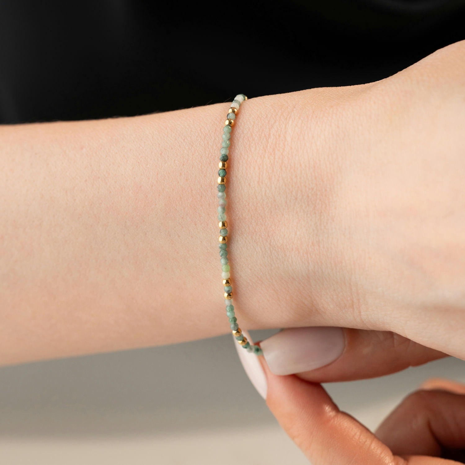 Skinny Moss Agate Bracelet