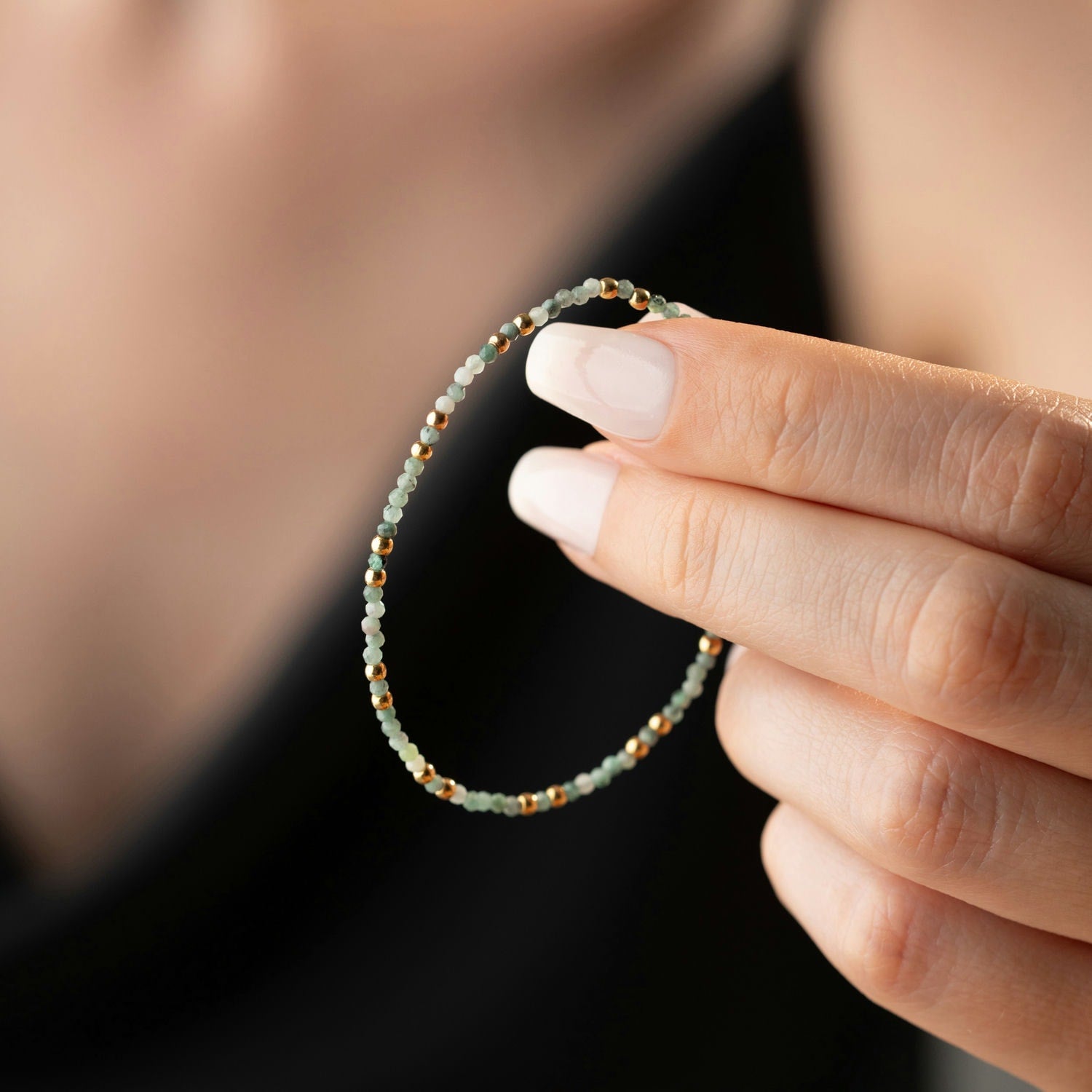 Skinny Moss Agate Bracelet