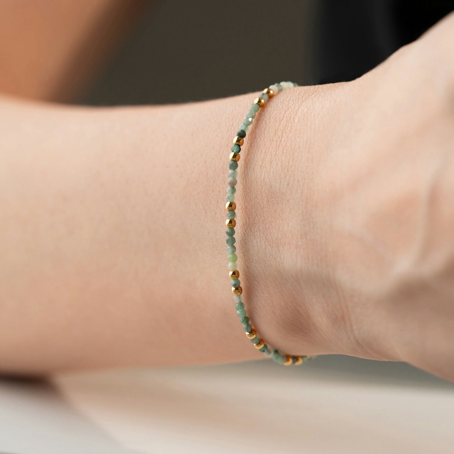 Skinny Moss Agate Bracelet