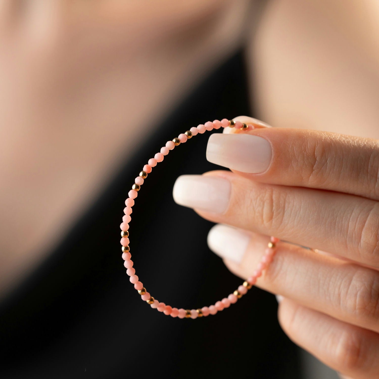 Skinny Pink Coral Bracelet