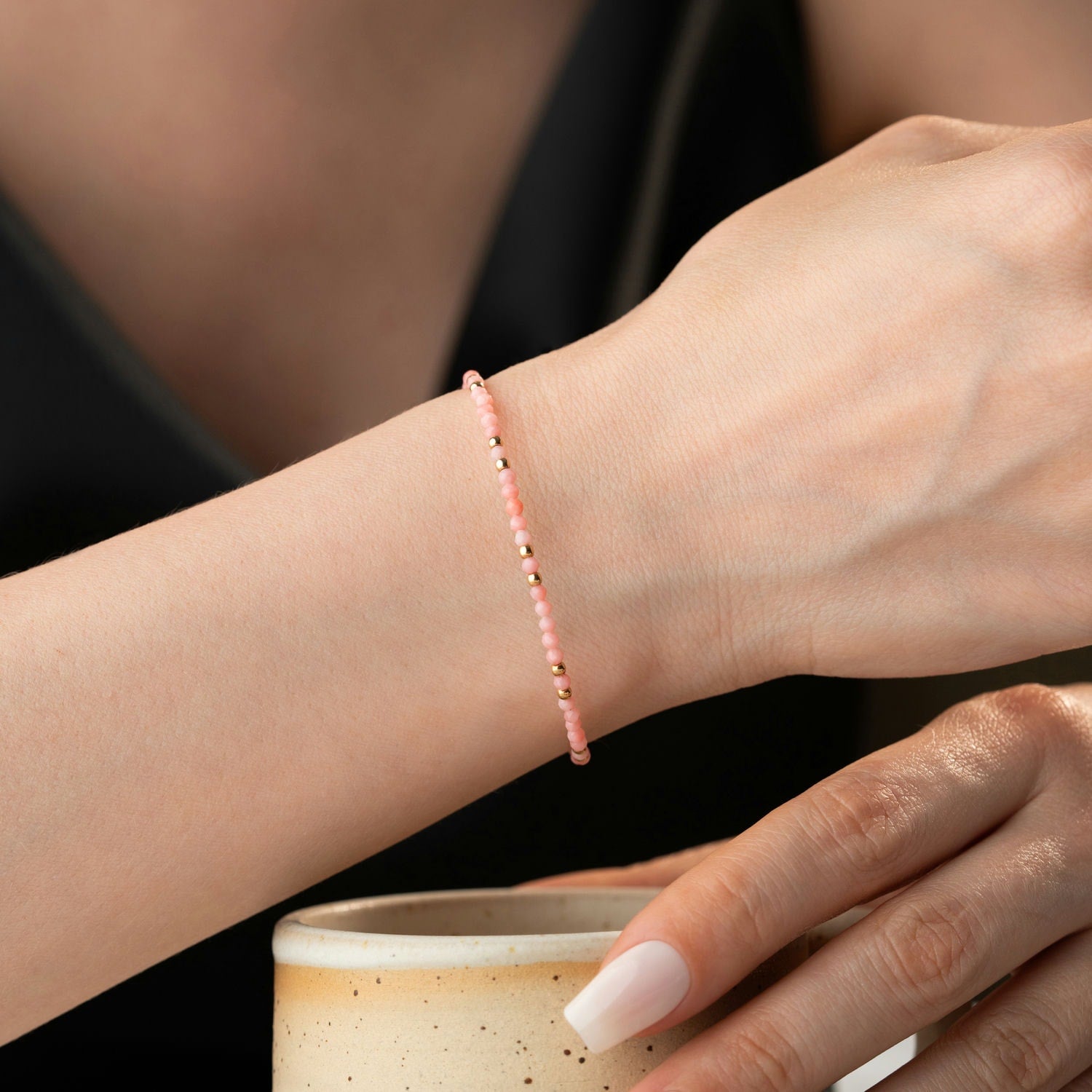 Skinny Pink Coral Bracelet