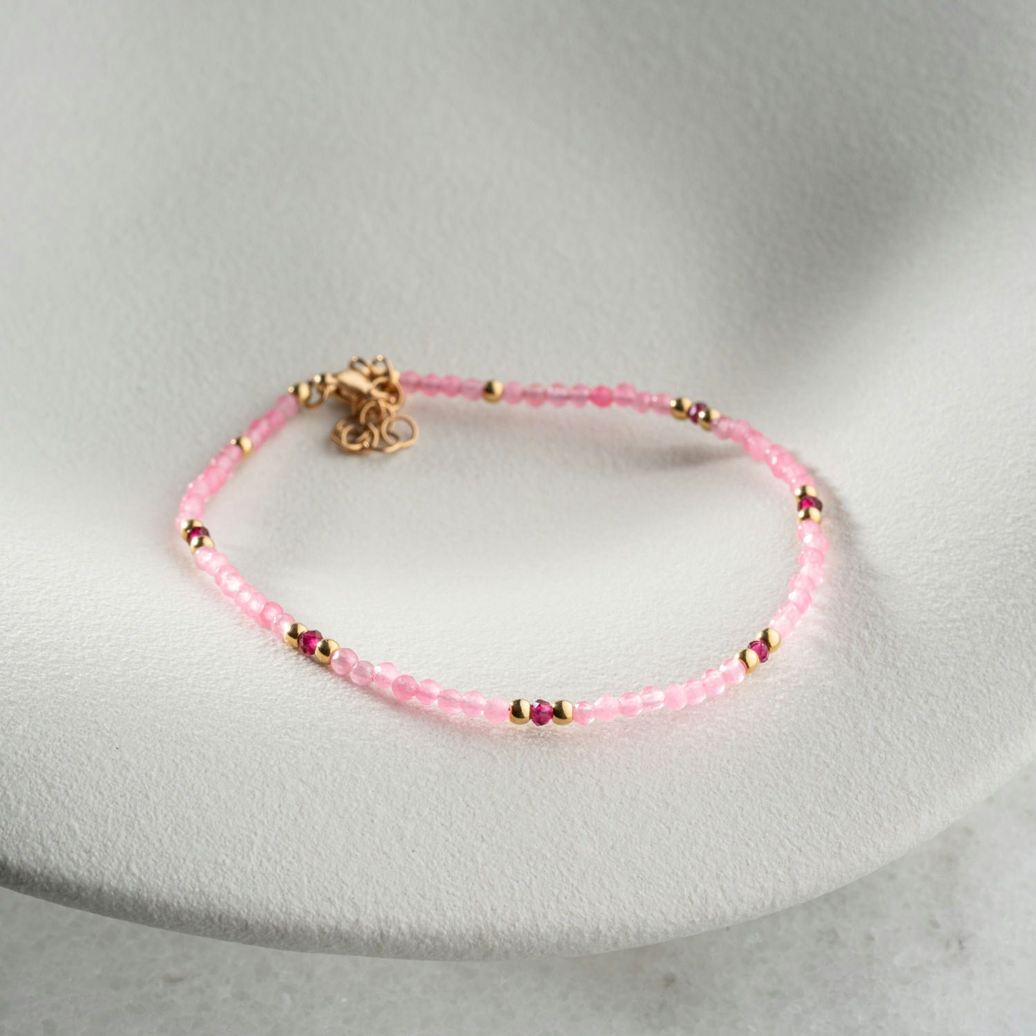 Skinny Rose Quartz & Garnet Bracelet