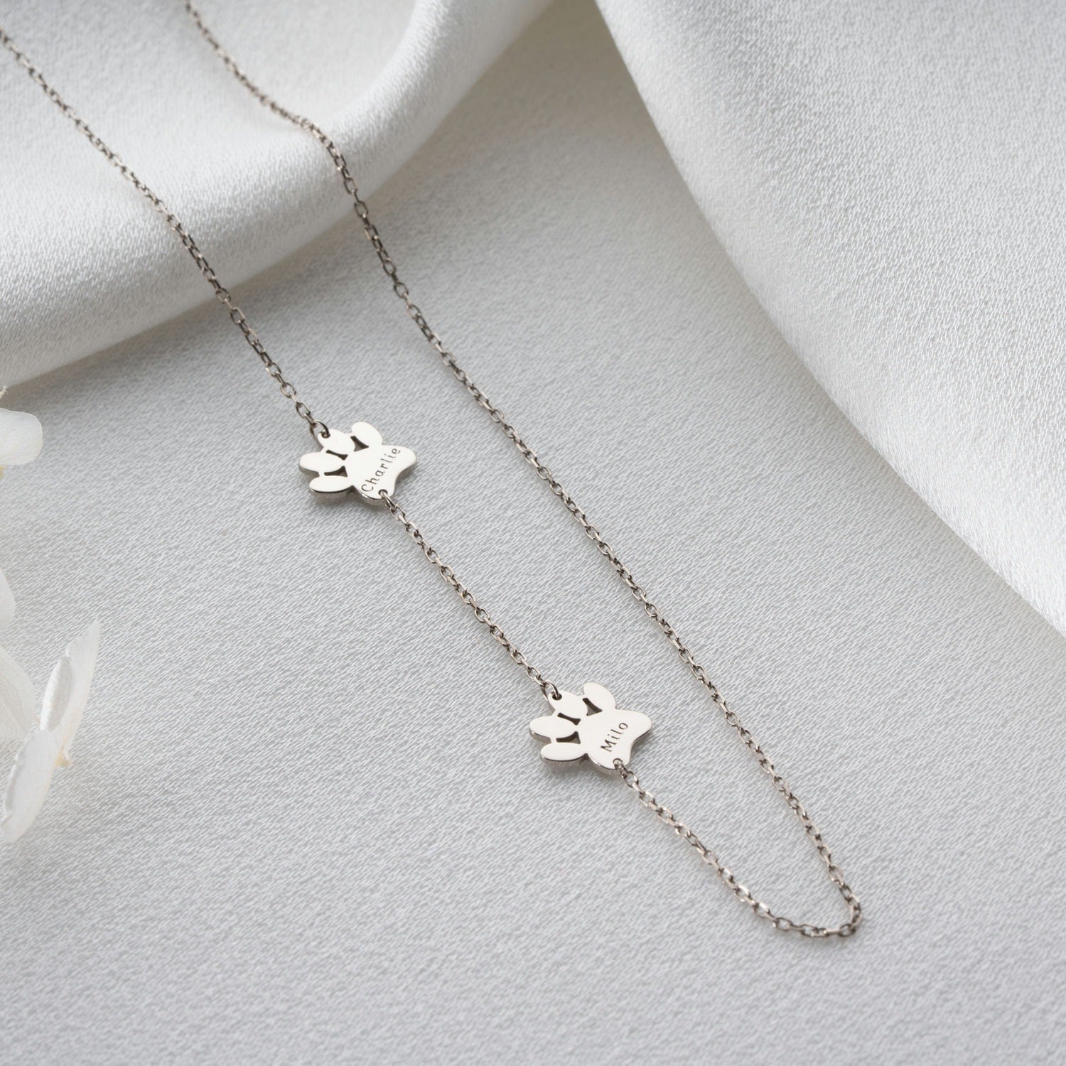 'Paws Along the Way' Personalised Sideways Paw Necklace