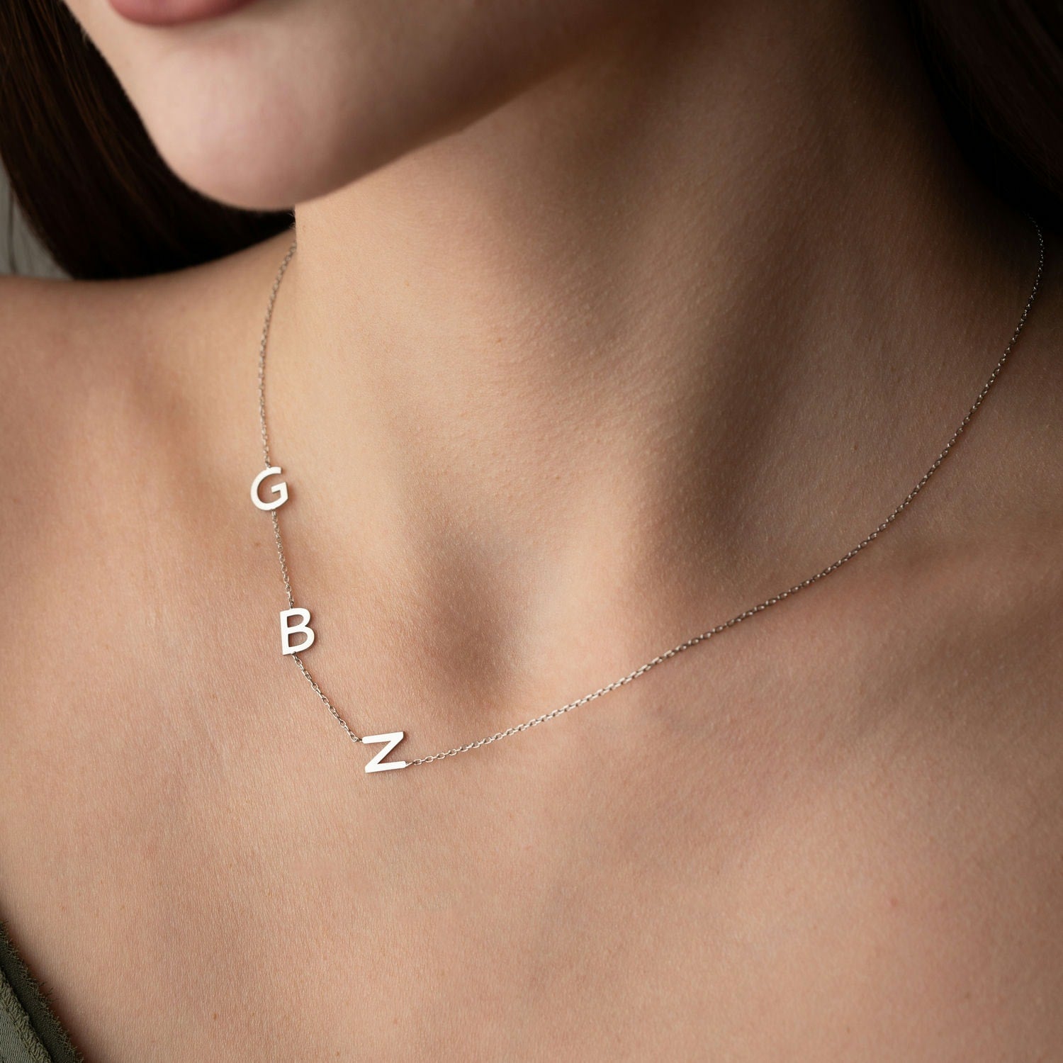 Personalised Sideway Initial Necklace