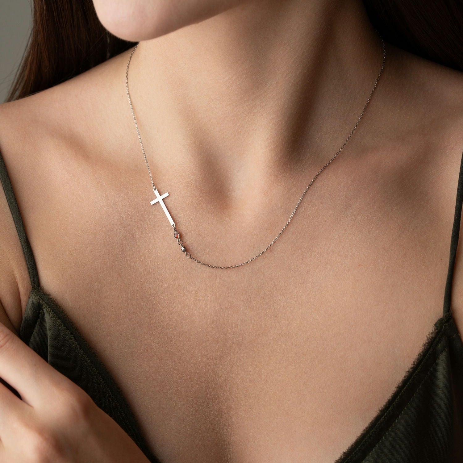 'Faith & Family' Personalised Cross and Birthstone Necklace
