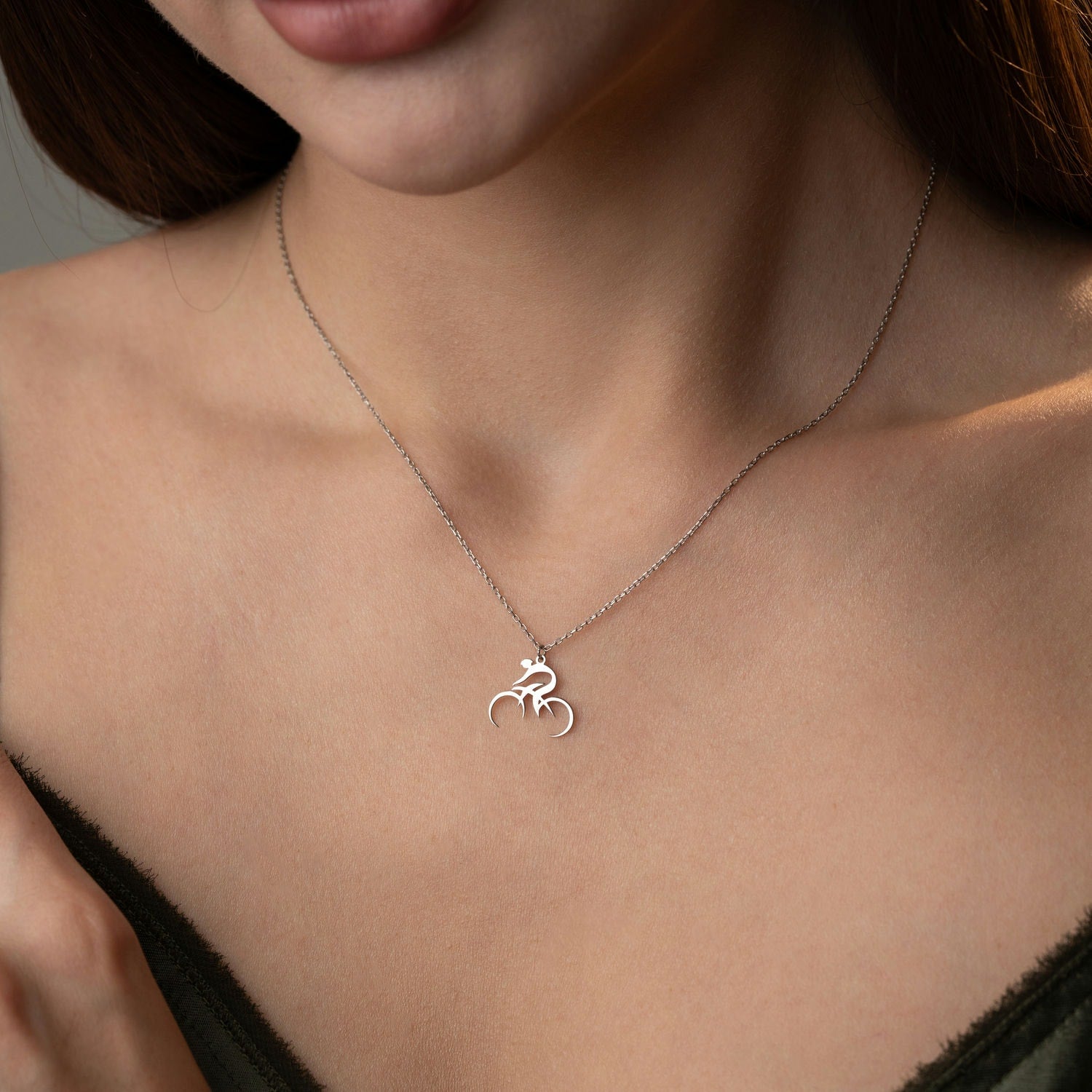 Cyclist & Bike Necklace