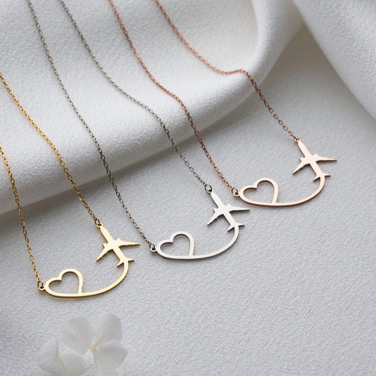 Airplane & Heart 'Wanderlust' Necklace