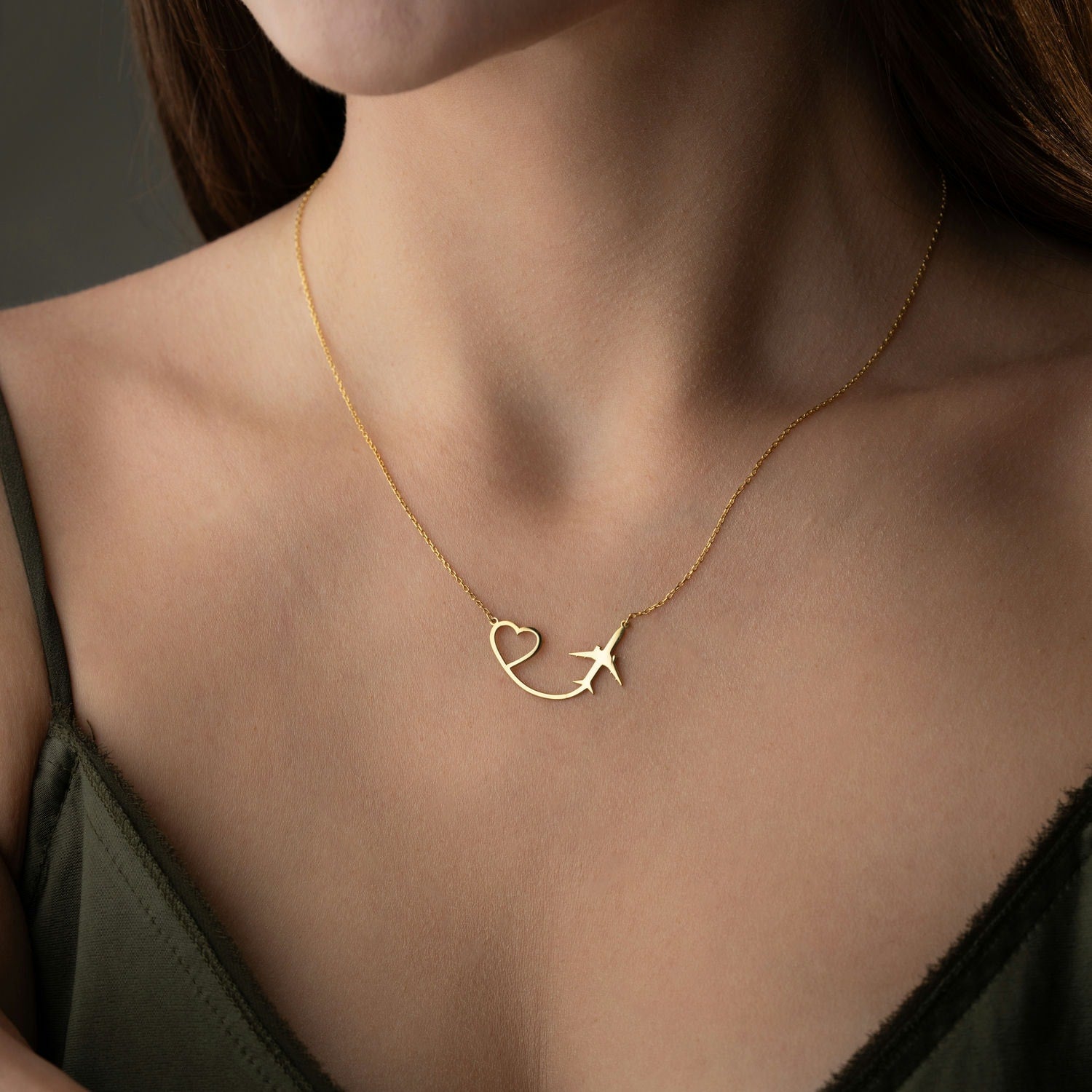 Airplane & Heart 'Wanderlust' Necklace