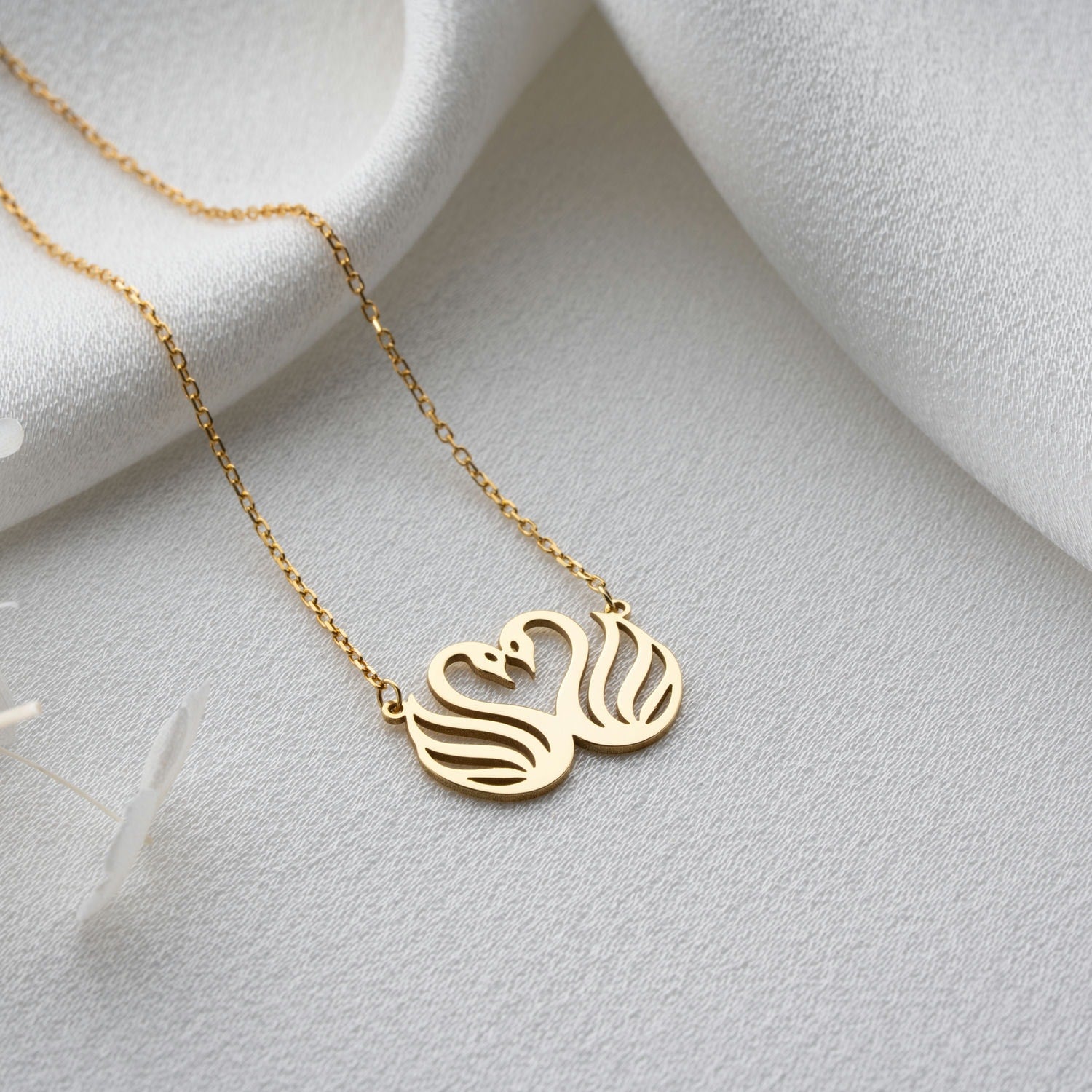 Soulmate Swans Heart Necklace