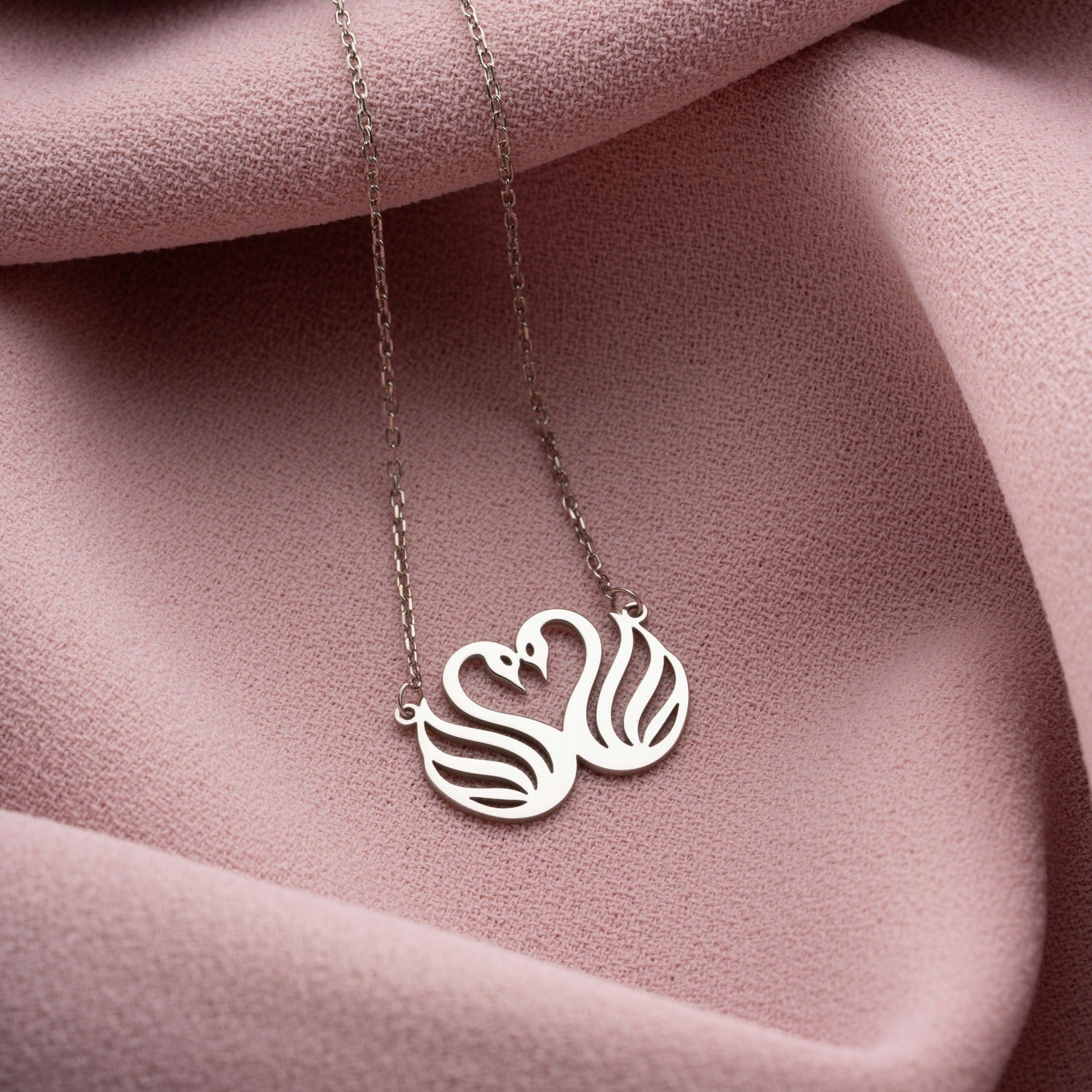 Soulmate Swans Heart Necklace