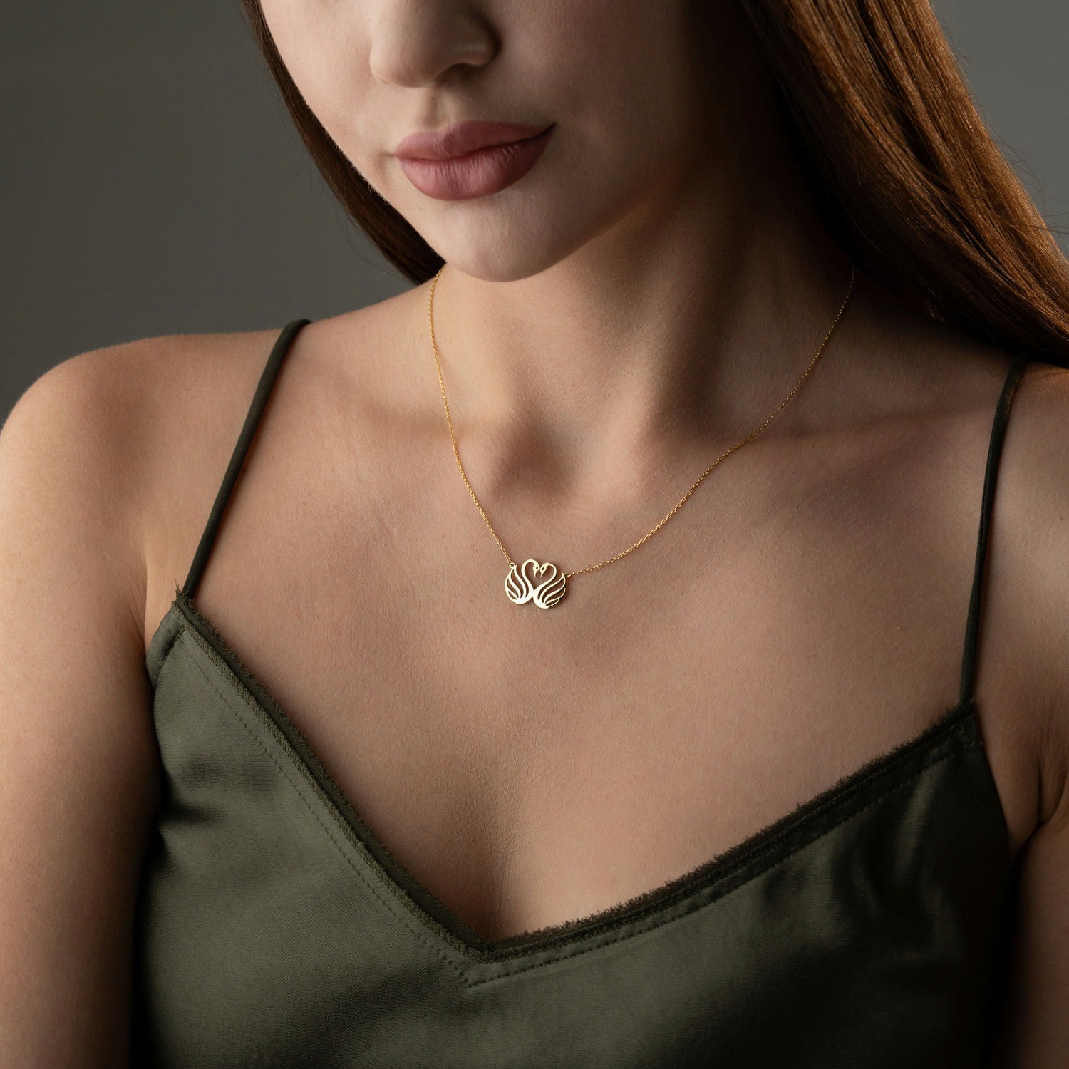 Soulmate Swans Heart Necklace