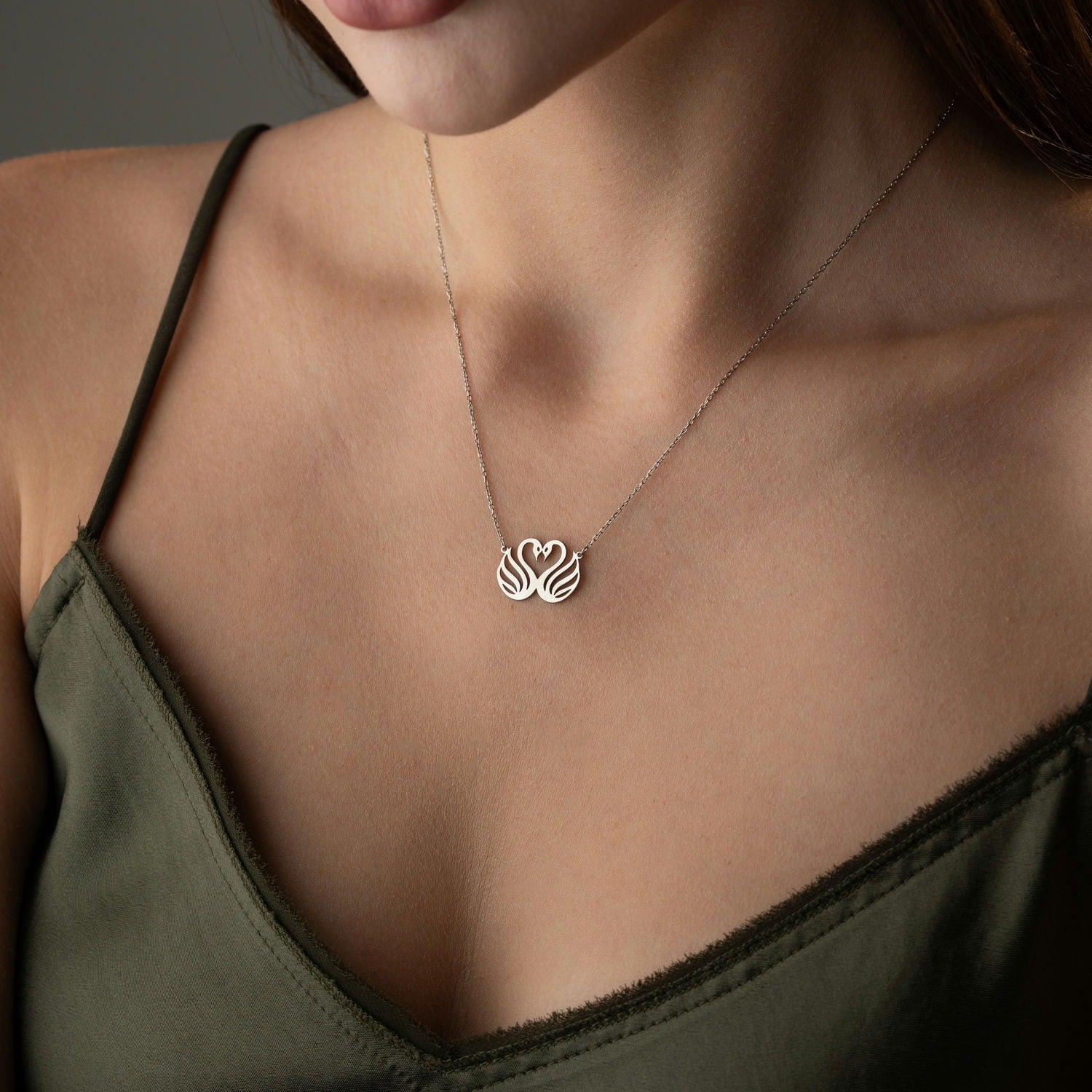 Soulmate Swans Heart Necklace