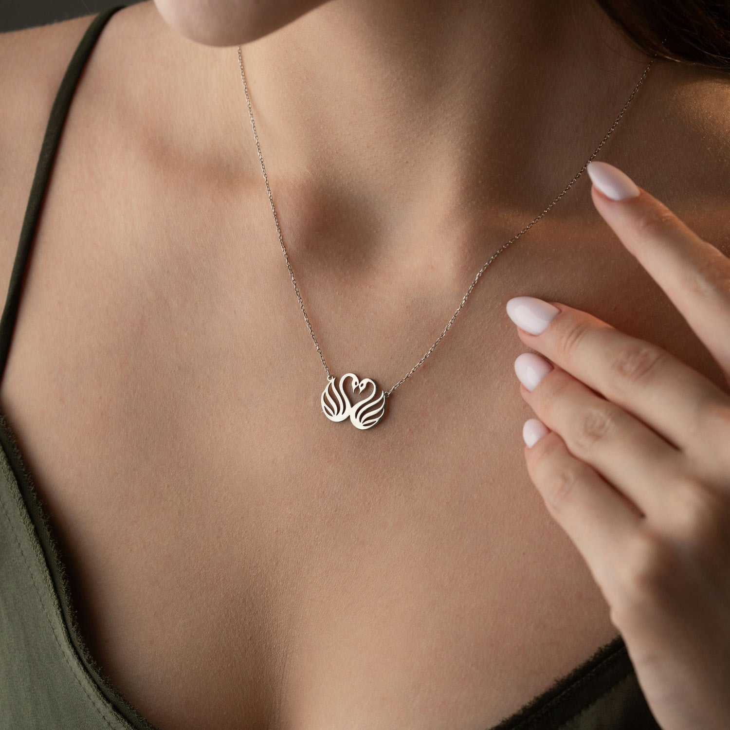 Soulmate Swans Heart Necklace