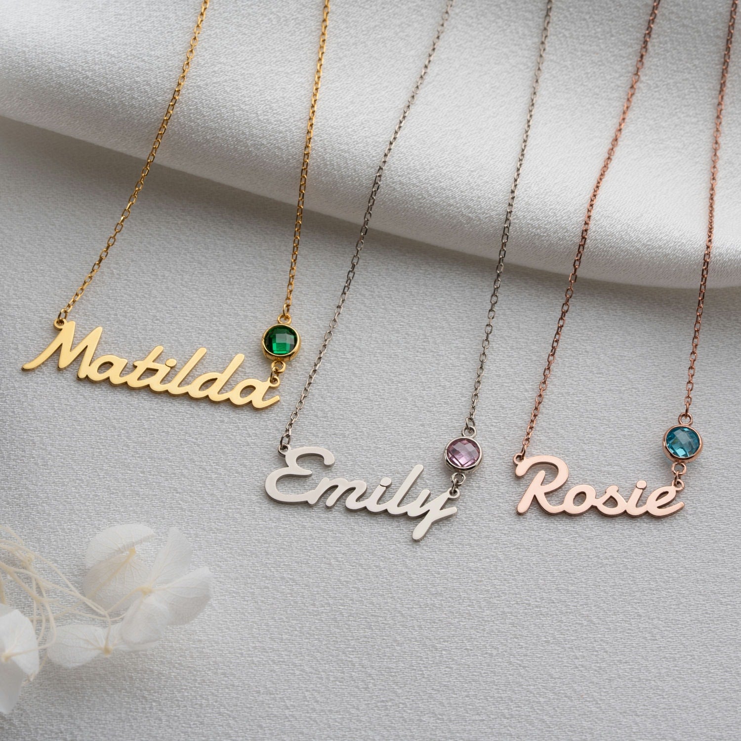 'Celebrate You' Personalised Name & Birthstone Necklace