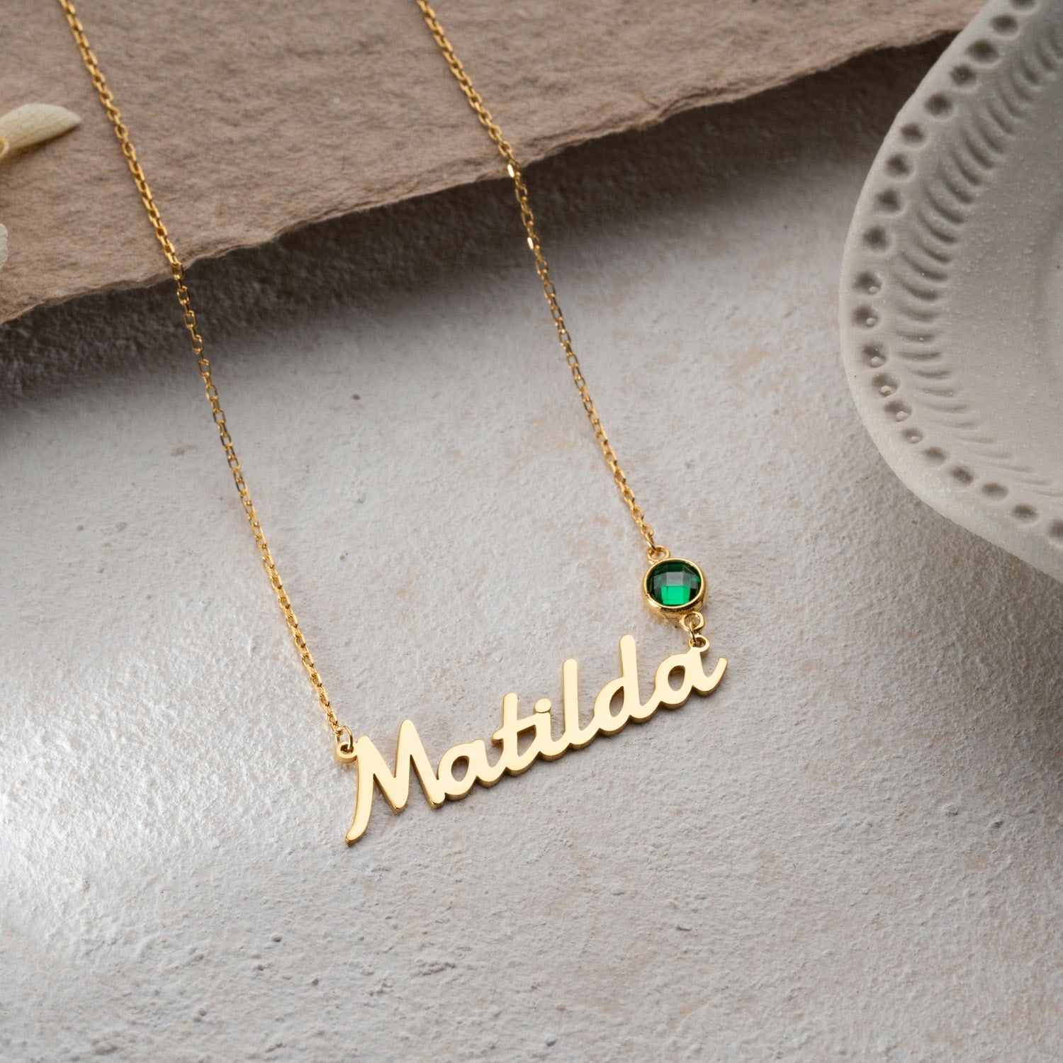 'Celebrate You' Personalised Name & Birthstone Necklace