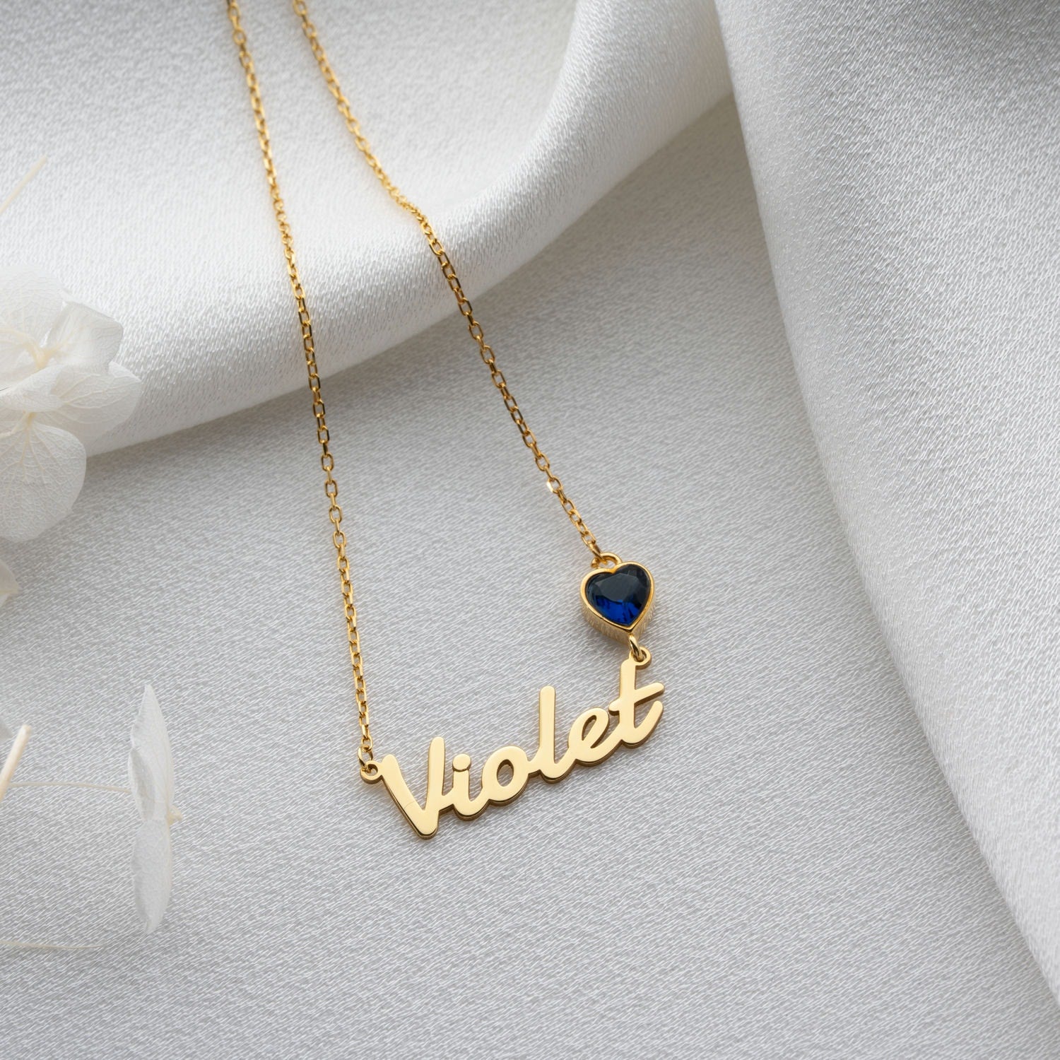 Your Sweetheart' Personalised Name & Heart Birthstone Necklace