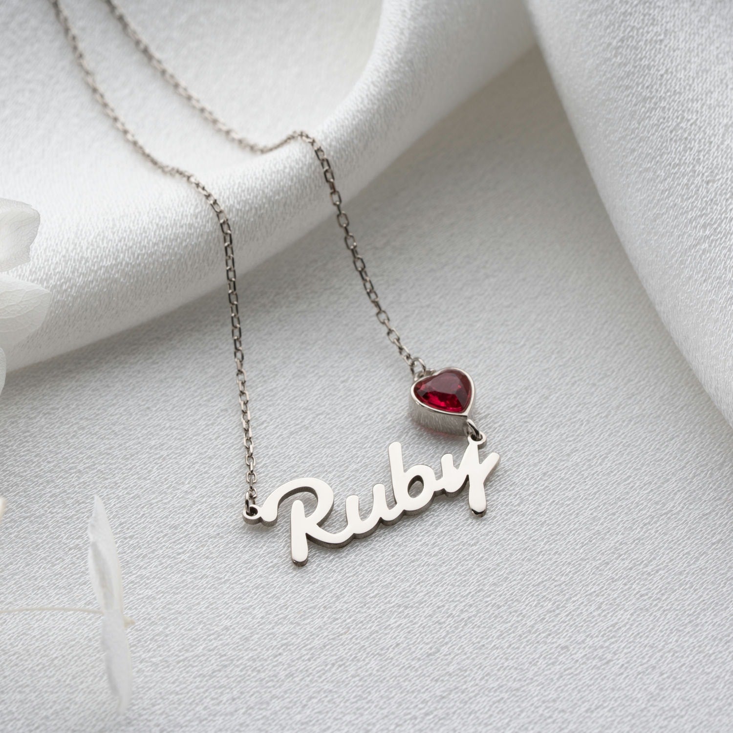 Your Sweetheart' Personalised Name & Heart Birthstone Necklace