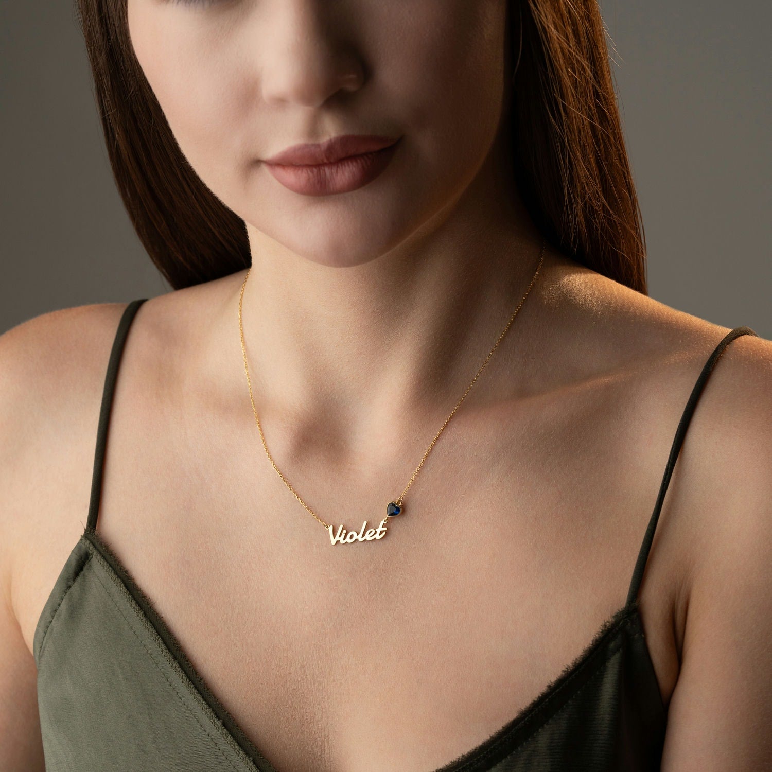 Your Sweetheart' Personalised Name & Heart Birthstone Necklace