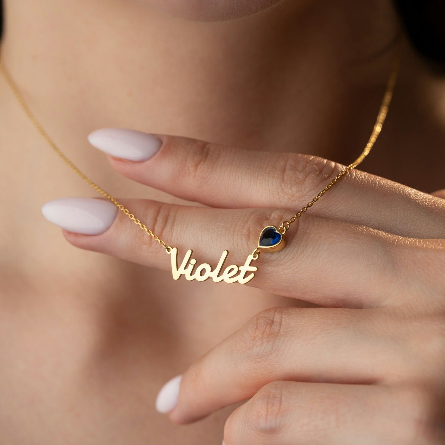 Your Sweetheart' Personalised Name & Heart Birthstone Necklace