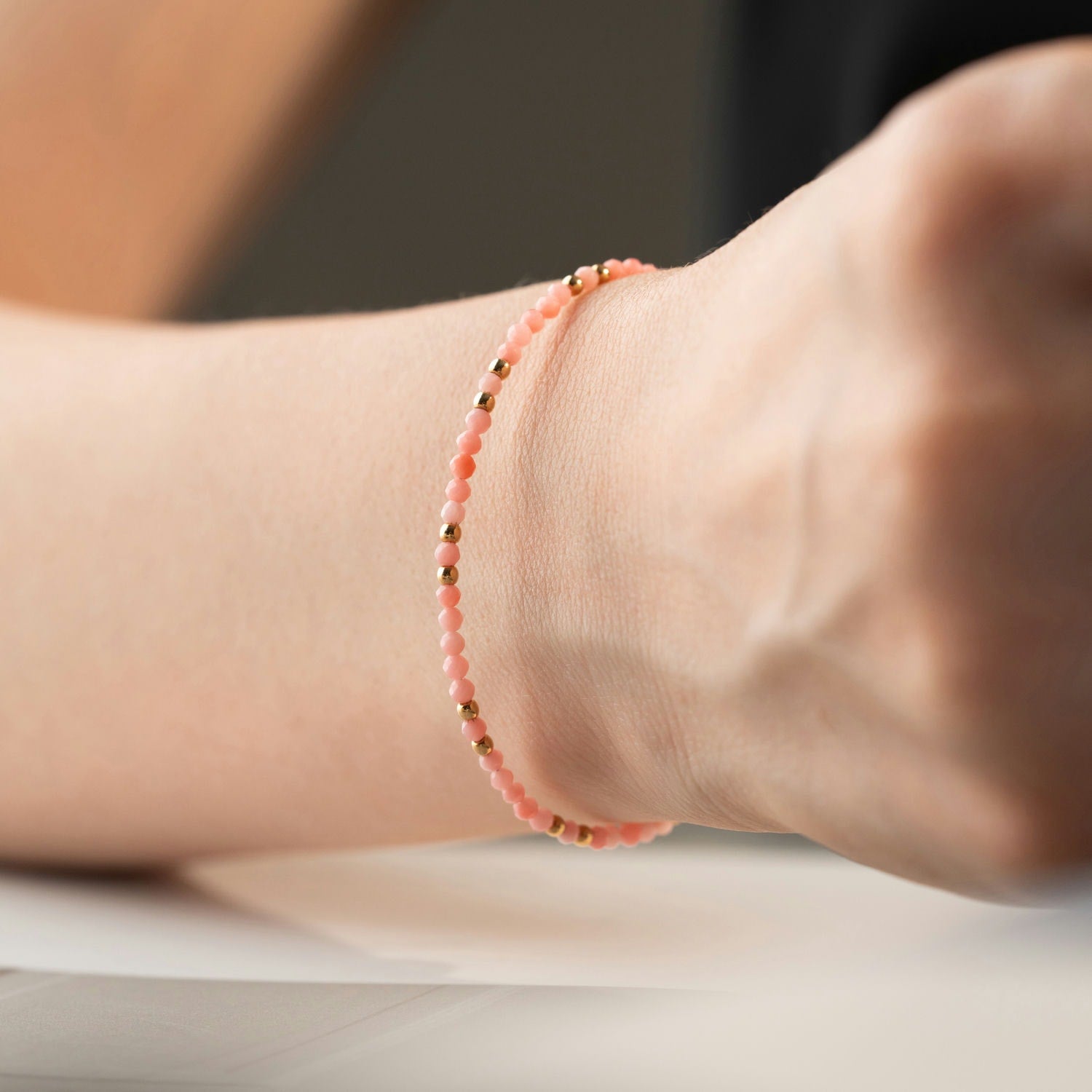 Skinny Pink Coral Bracelet