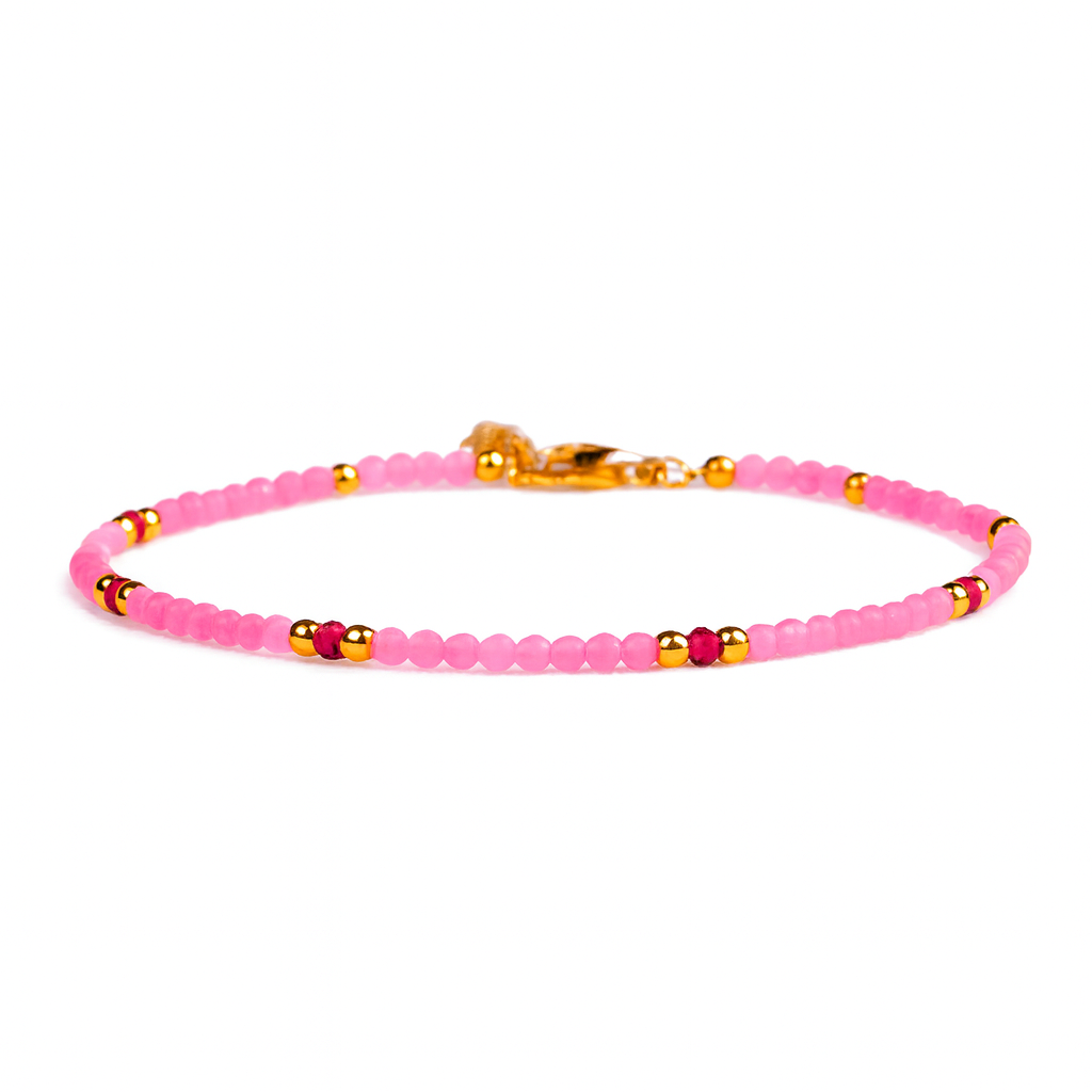 Skinny Rose Quartz & Garnet Bracelet