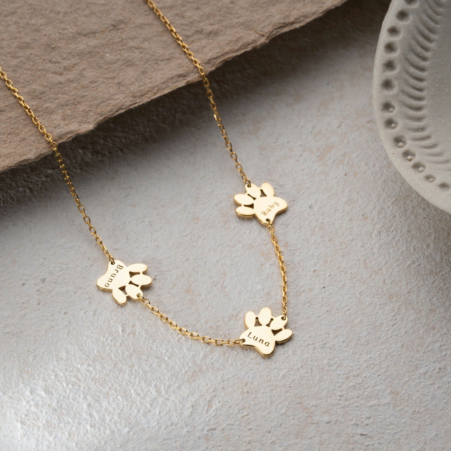 'Paws Along the Way' Personalised Sideways Paw Necklace