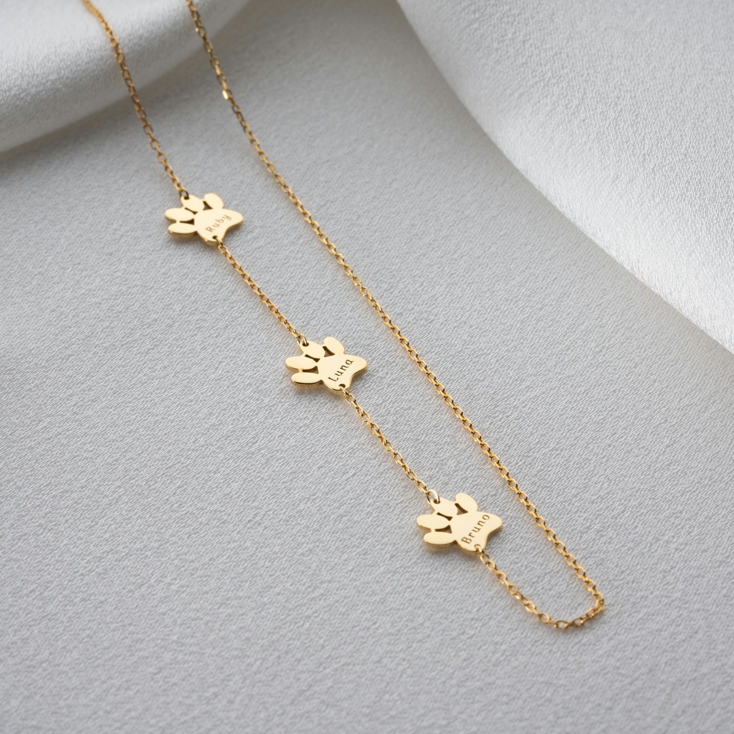 'Paws Along the Way' Personalised Sideways Paw Necklace