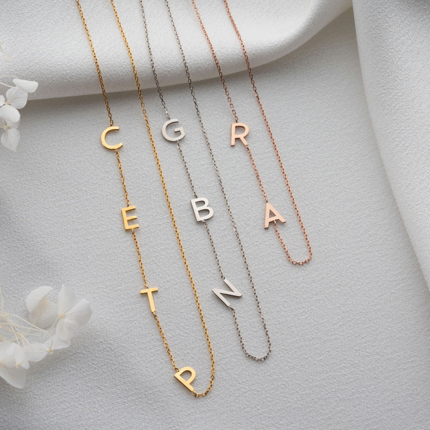Personalised Sideway Initial Necklace