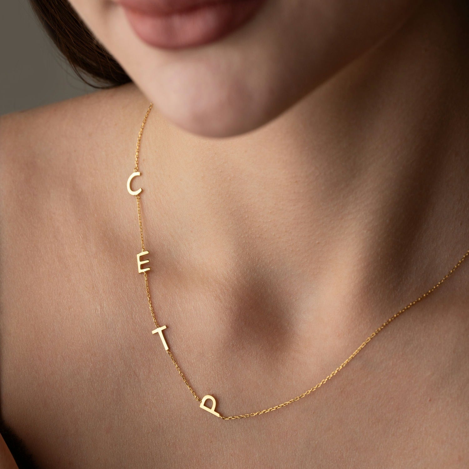 Personalised Sideway Initial Necklace
