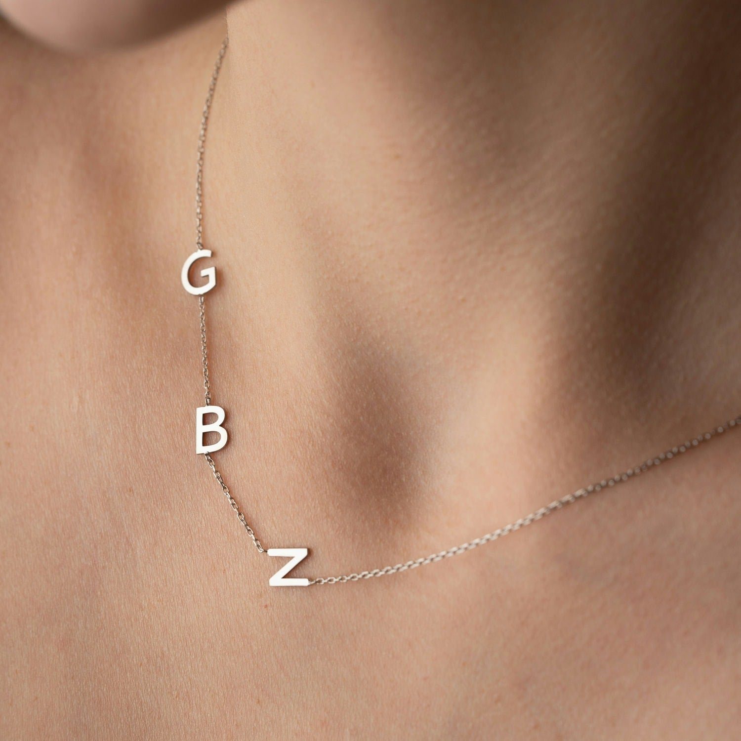 Personalised Sideway Initial Necklace